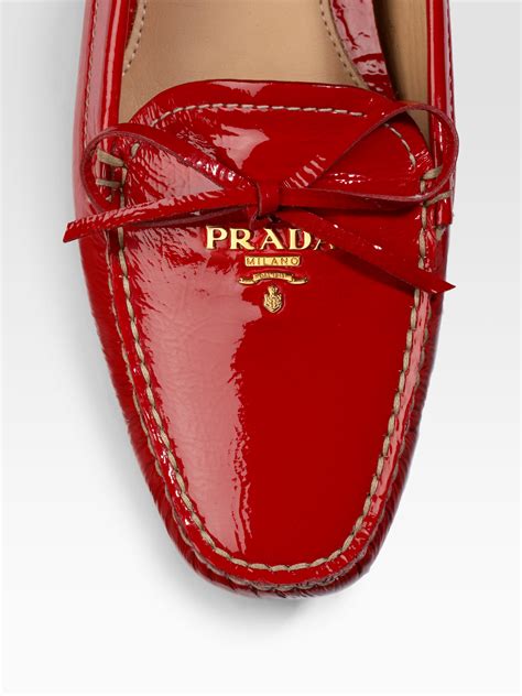 prada red moccasins|Prada women's slippers.